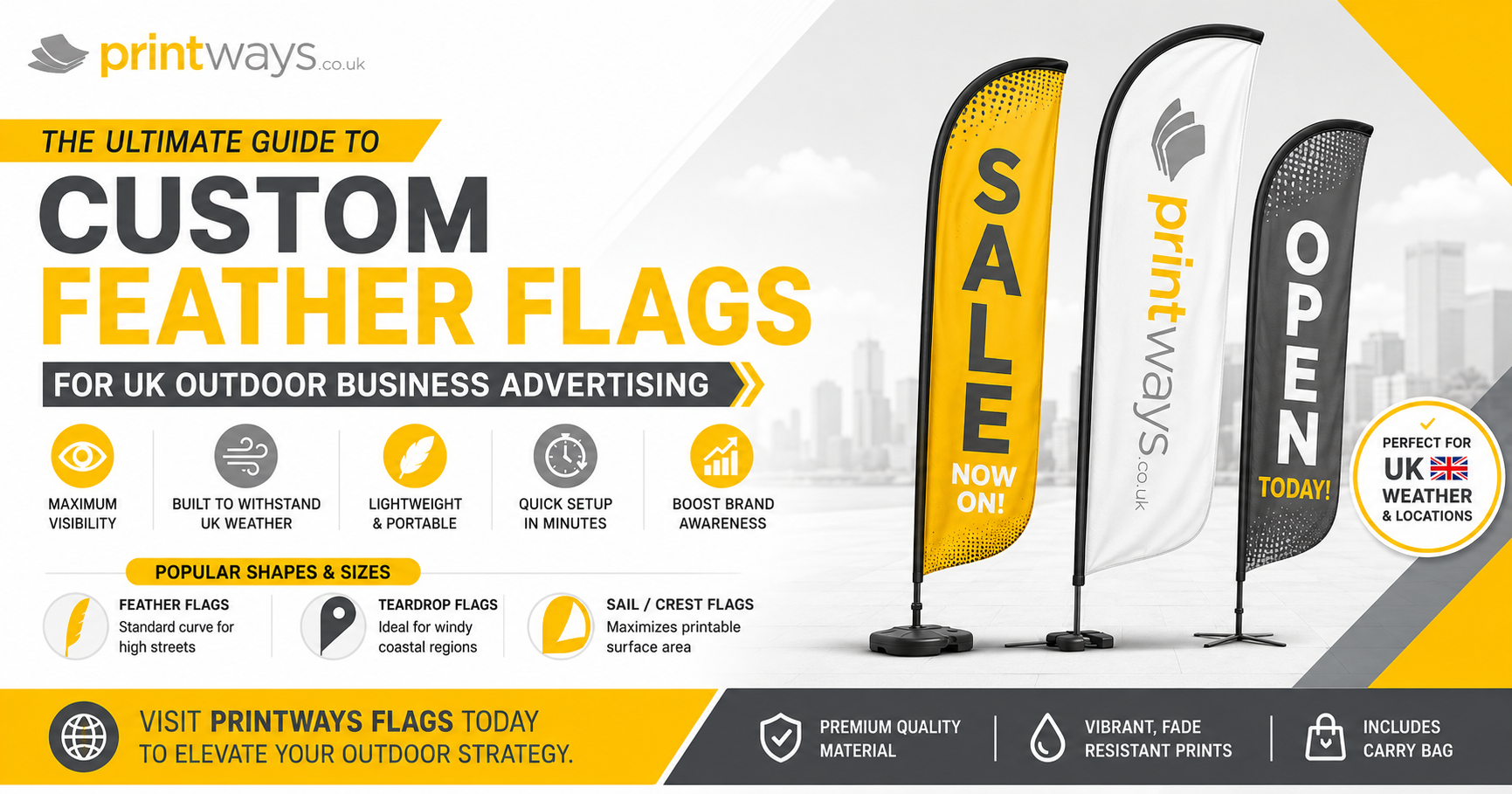 The Ultimate Guide to Custom Feather Flags for UK Outdoor Business Advertising