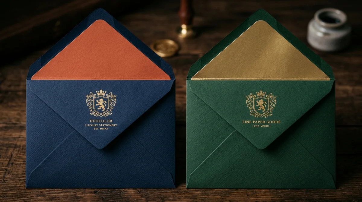 DuoColor double faced luxury coloured envelopes with metallic gold inner lining