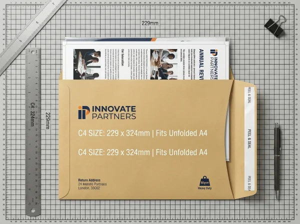 C4 envelopes unfolded A4 mailers for presentation folders and reports