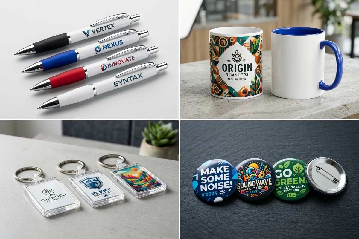 Promotional Merchandise UK - Custom Branded Pens, Mugs, Keyrings & Badges